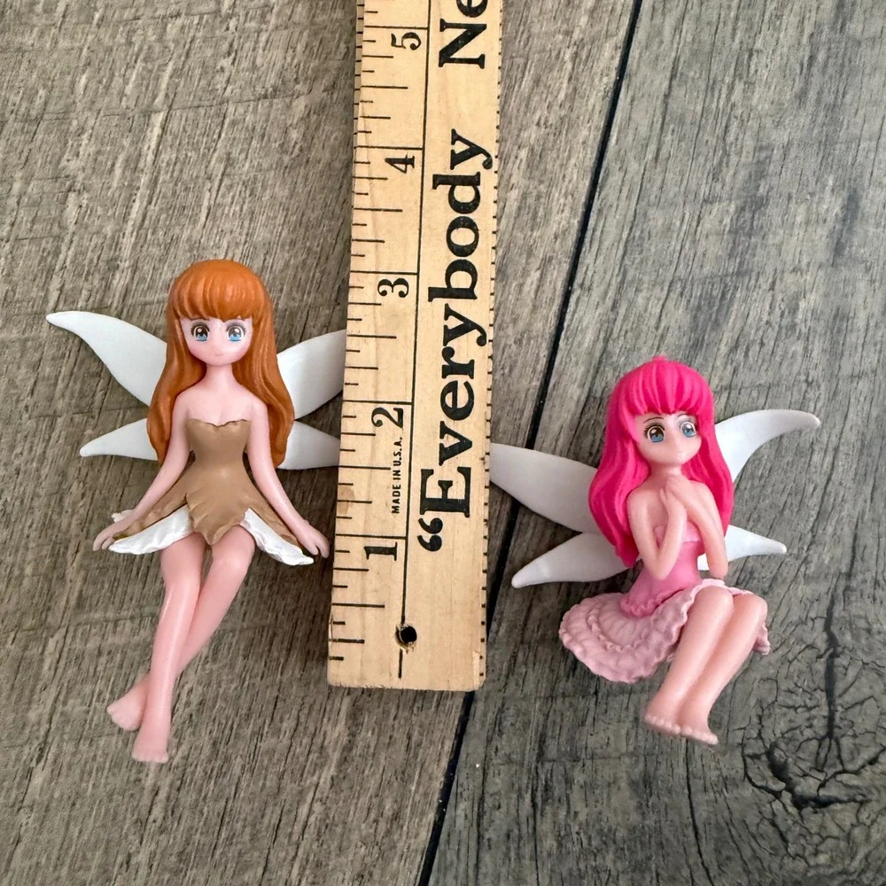 4Pc Miniature Anime Fairy Figurines Whimsical Sprite Terrarium Decor Set